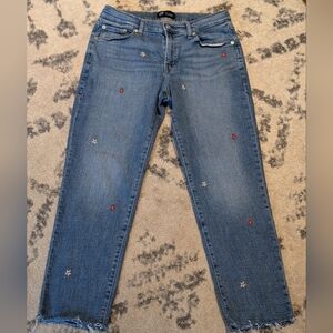 GAP Size 29 Girlfriend Jeans with Flower Embroidery